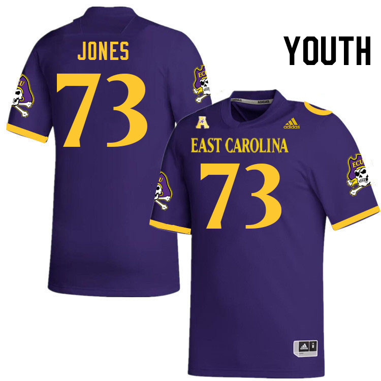 Youth #73 Karson Jones ECU Pirates College Football Jerseys Stitched-Purple